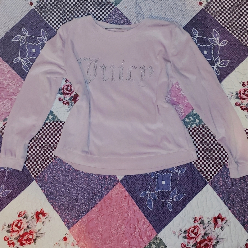 Juicy Couture bling velour long sleeve top // Blush Pink